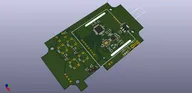 3D render of a compact controller PCB with button contacts and a central display footprint 3D render of a compact controller PCB with button contacts and a central display footprint