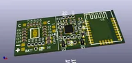 3D render of a slim battery charger board built around a small wireless module 3D render of a slim battery charger board built around a small wireless module